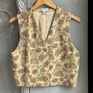 Vintage Ann Taylor Floral Cropped Button Vest | Medium
